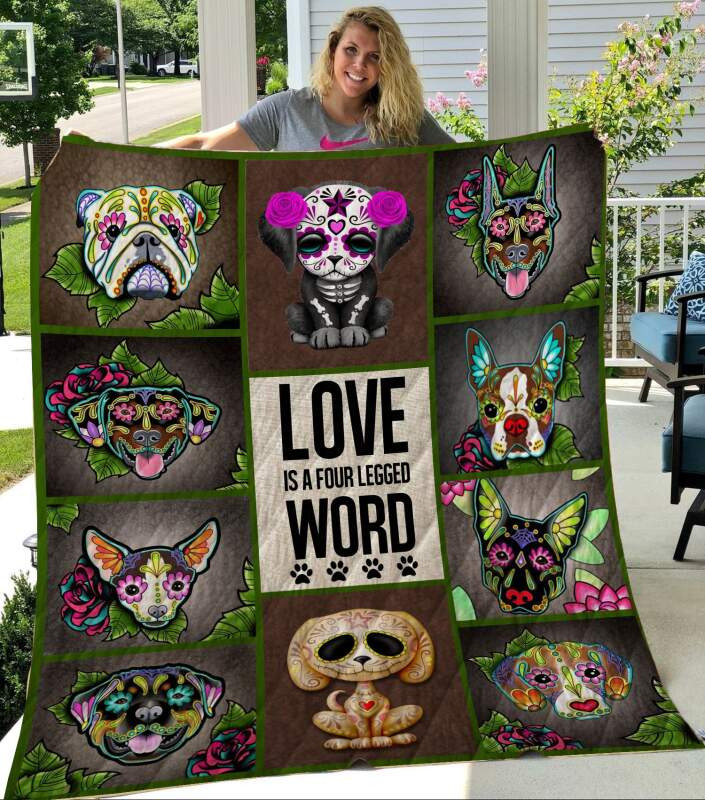 Skull Dog Quilt Blanket, Cozy Home Quilt